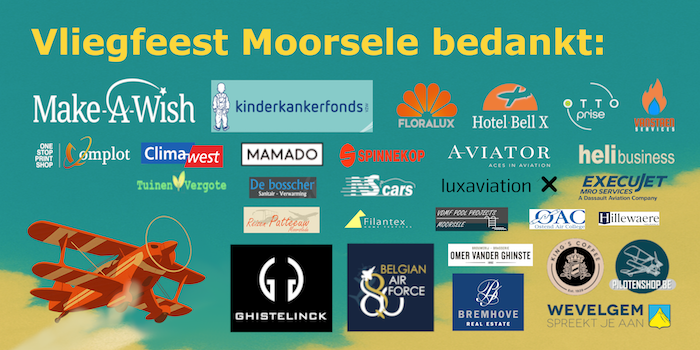 Vliegfeest Moorsele bedankt onze sponsors
